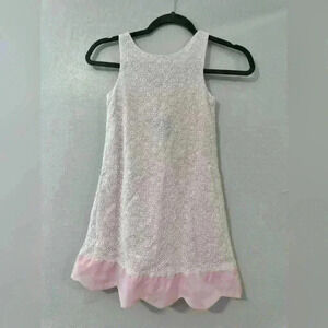 4. Chantilly Place girls white eyelet dress with pink lining size 6
